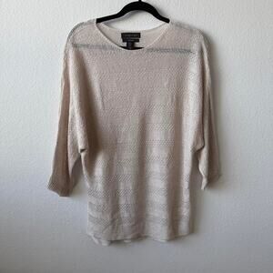 Cream knitted crochet sweater